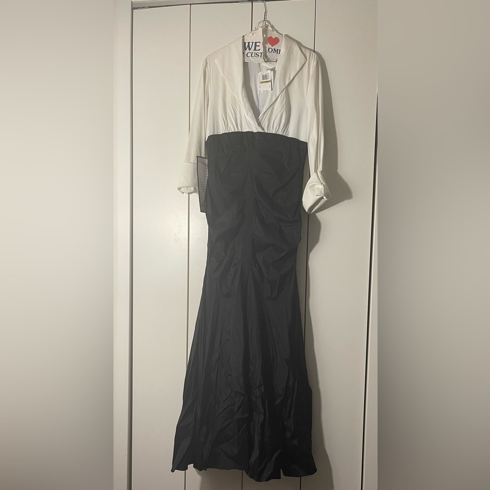 Xscape Black and White Full Length Formal Dress